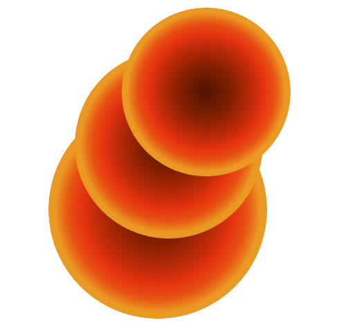 A 3D digital illustration of three stacked orange spheres with soft gradients and yellow highlights, shown against a transparent checkerboard background.
