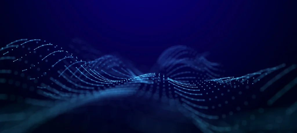 Futuristic digital waves in blue tones.